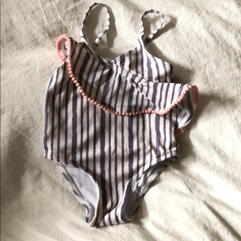 White and grey striped one piece 12 months